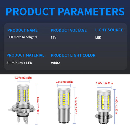   KEVANLY BA20D H6 P15D H4 HB2 9003 LED Motorcycle Headlight Bulbs