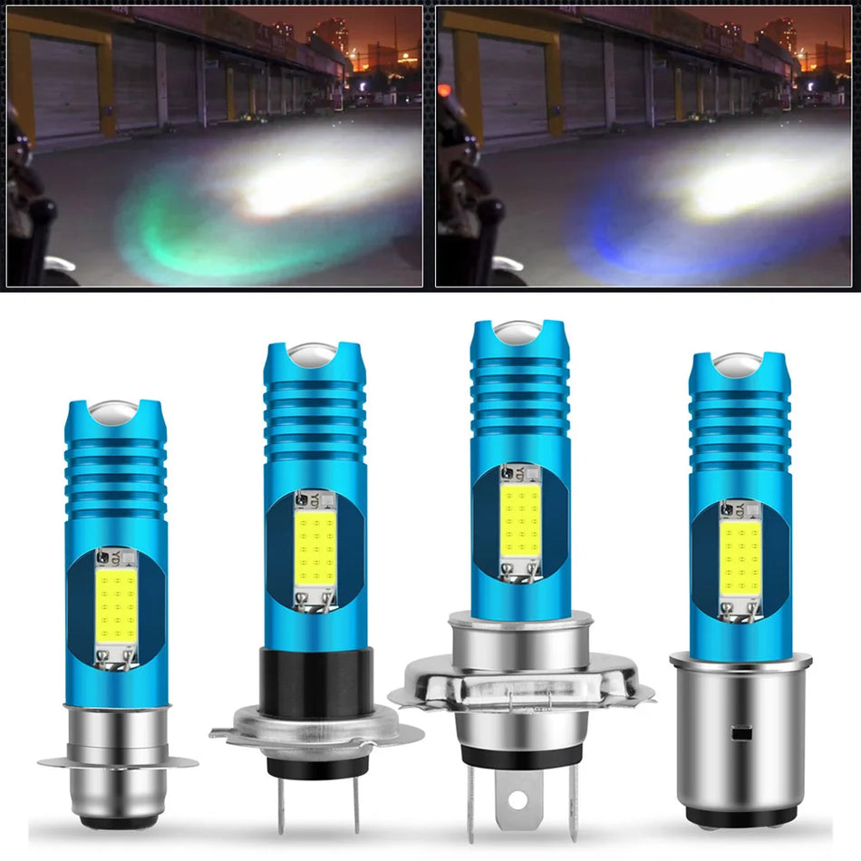   Motorcycle LED H4 H6 BA20D COB Headlight Bulbs