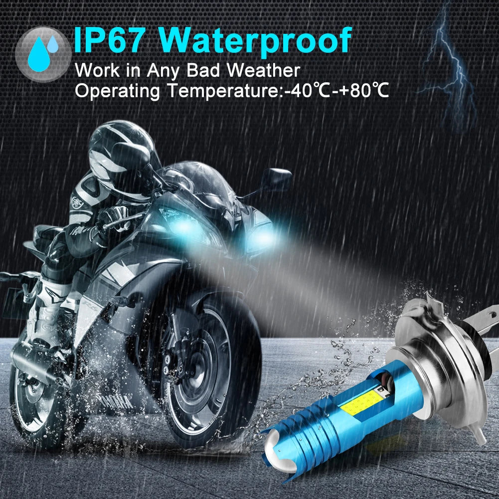   Motorcycle LED H4 H6 BA20D COB Headlight Bulbs
