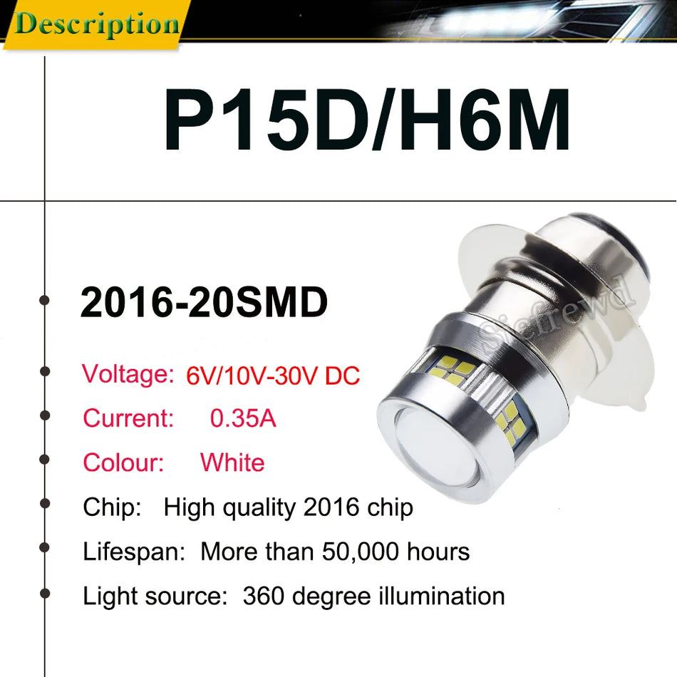   1Pcs P15D PX15D T19 H6M LED Motorbike Headlight Bulb