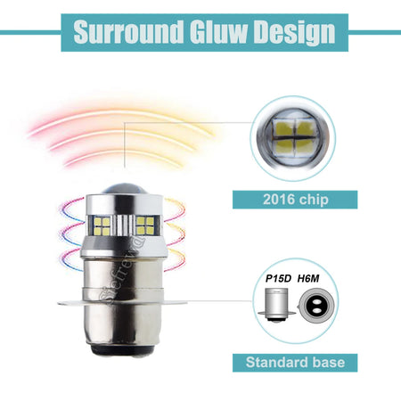   1Pcs P15D PX15D T19 H6M LED Motorbike Headlight Bulb