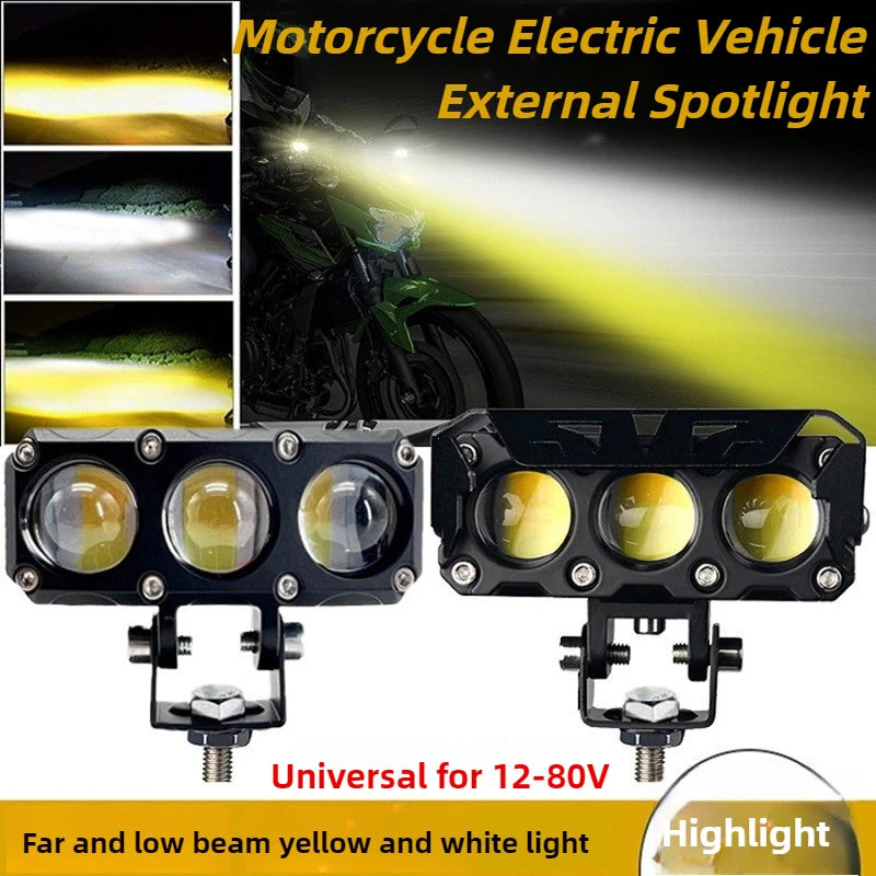   3 Lens Super Bright LED Motorcycle Headlights