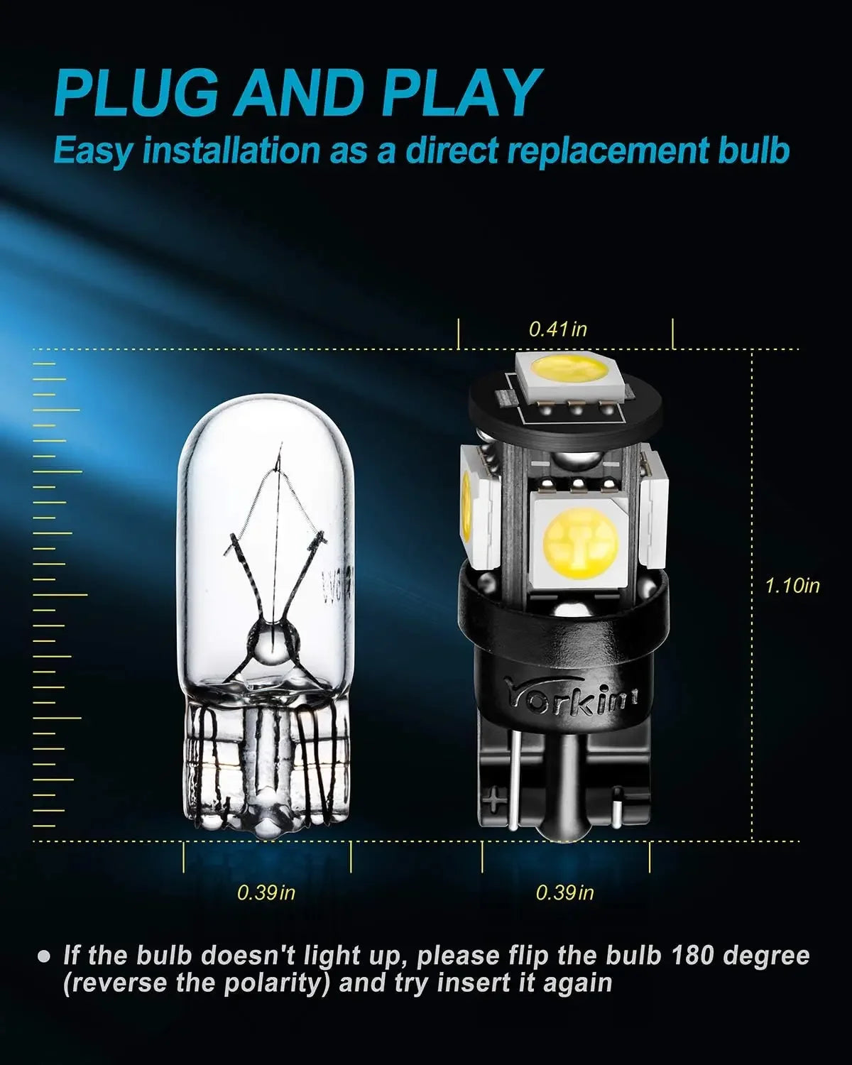   194 LED Bulbs White 6000K Super Bright