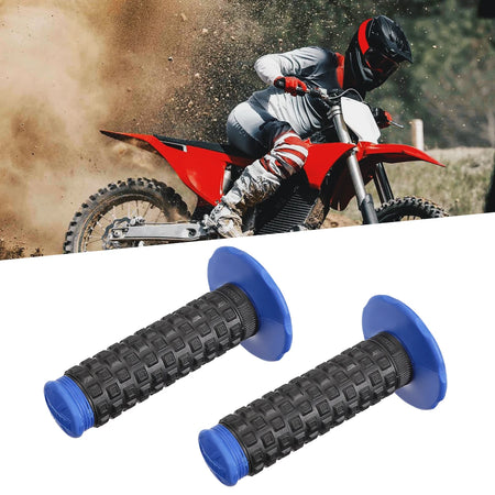 blue rubber bike handlebar grips