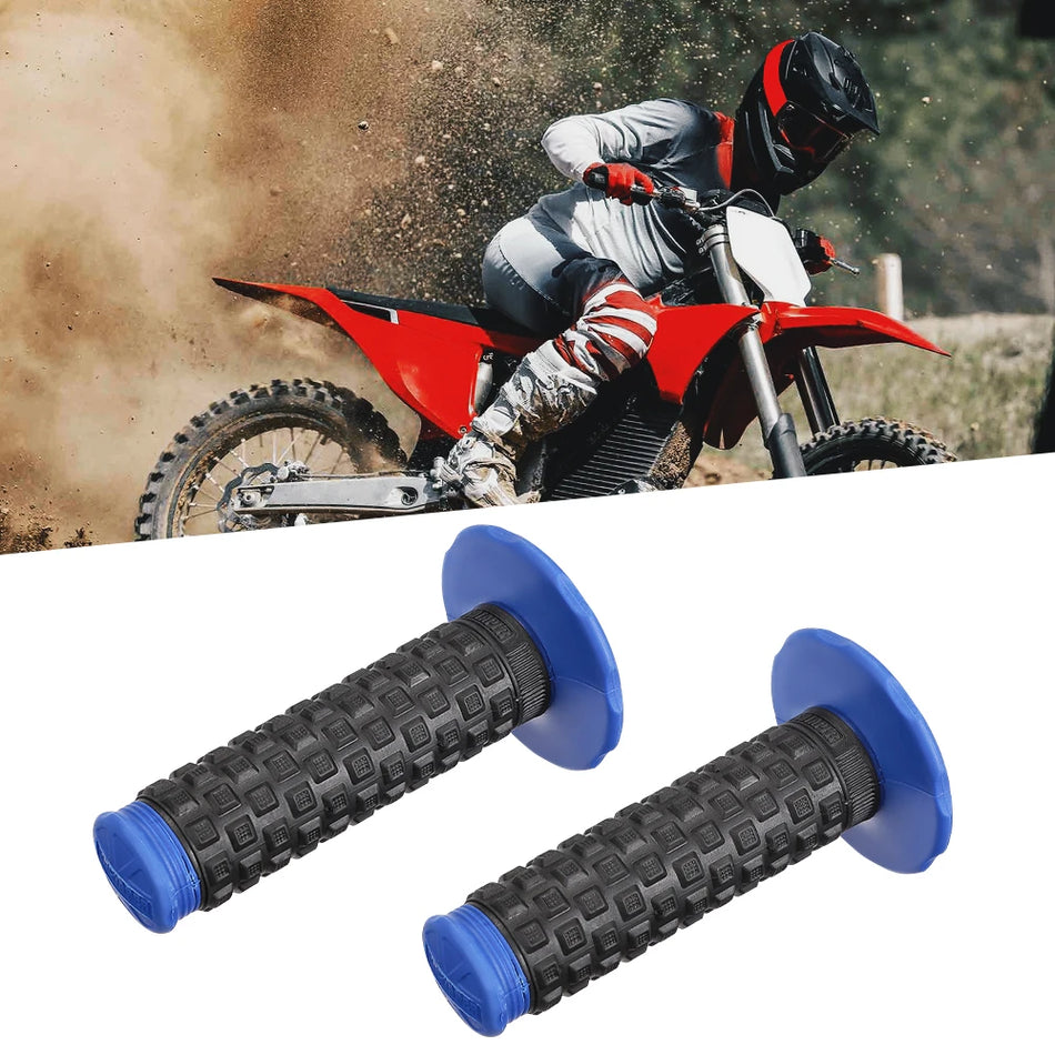 blue rubber bike handlebar grips