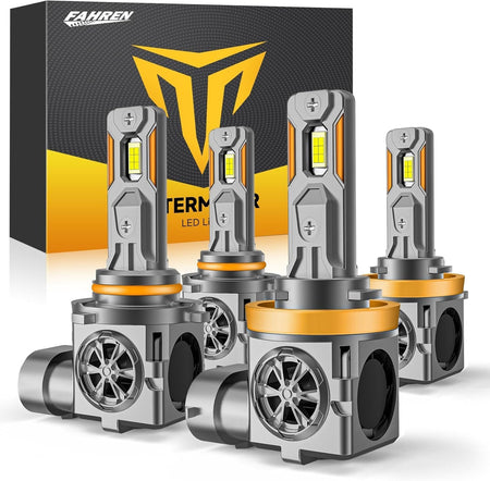   H11/H8/H9 & 9005/HB3 LED Bulbs Combo, 60,000LM 900% Ultra-Bright, Real 1:1 Mini Size, 6500K White 70,000Hrs Long Life with Cooling Fan