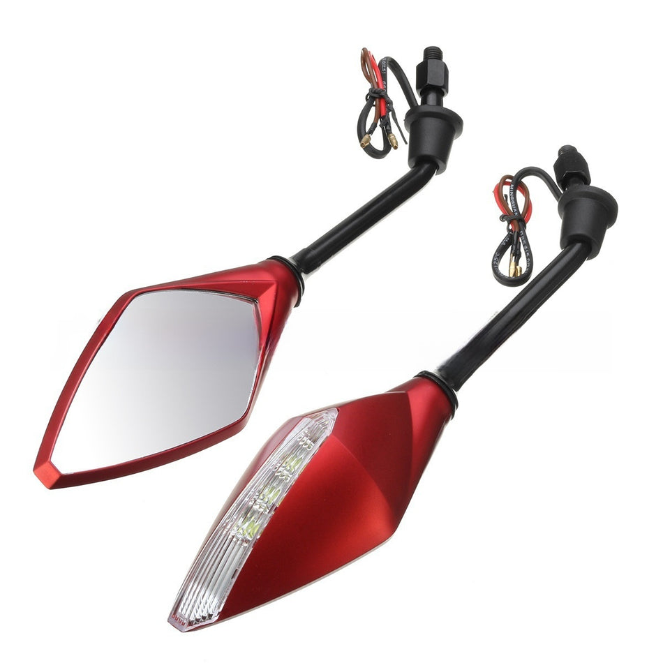 UGNE CY-022 Motorcycle LED Side Mirrors Premium Plane Glass Pair