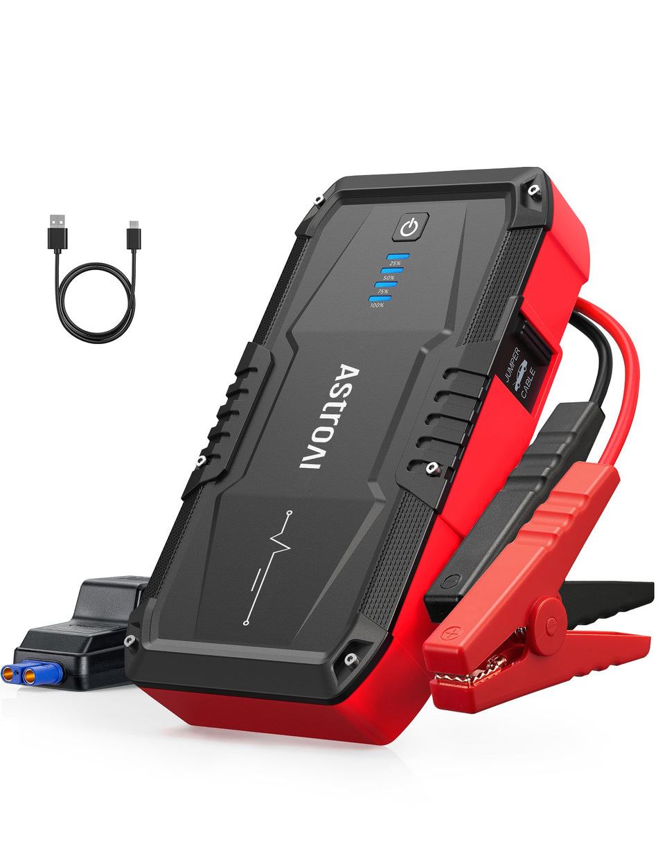   AstroAI S8 Car Battery Jump Starter, 1500A Peak Car Jumper Starter Battery Pack for Up to 6.0L Gas & 3.0L Diesel Engines, 12V Portable Jump Box with 3 Modes Flashlight and Jumper Cable