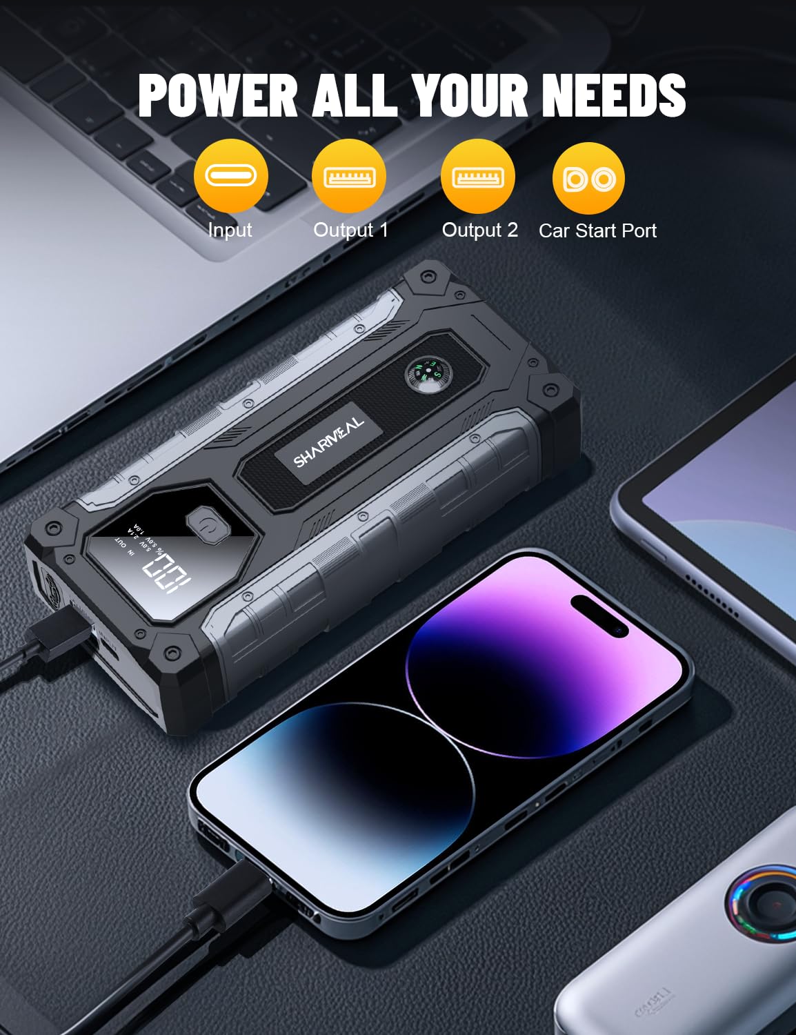   Car Jump Starter 4000A - Portable Jump Starter Battery Pack for 10.0L Gas & 8.0L Diesel Engines