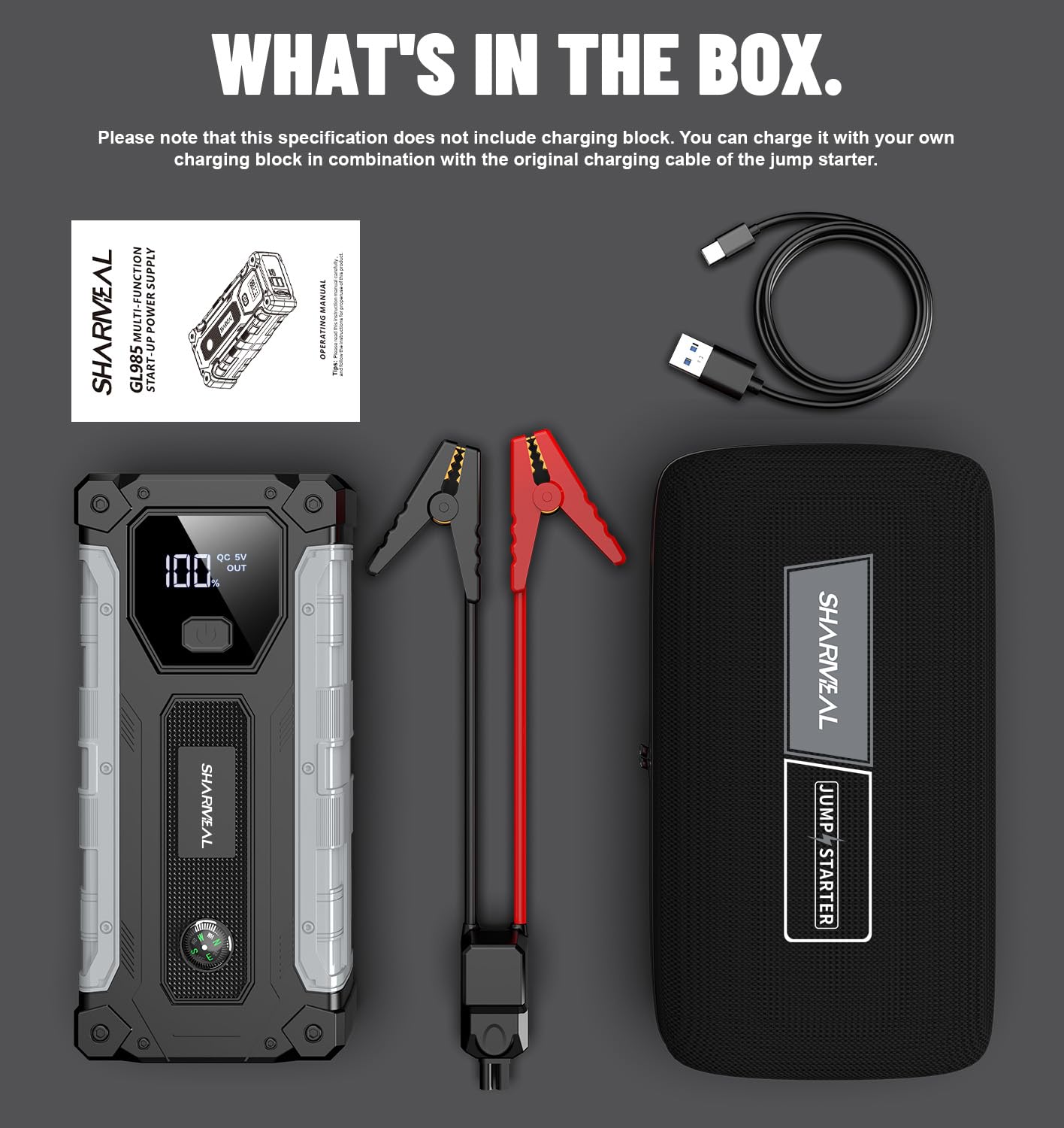   Car Jump Starter 4000A - Portable Jump Starter Battery Pack for 10.0L Gas & 8.0L Diesel Engines