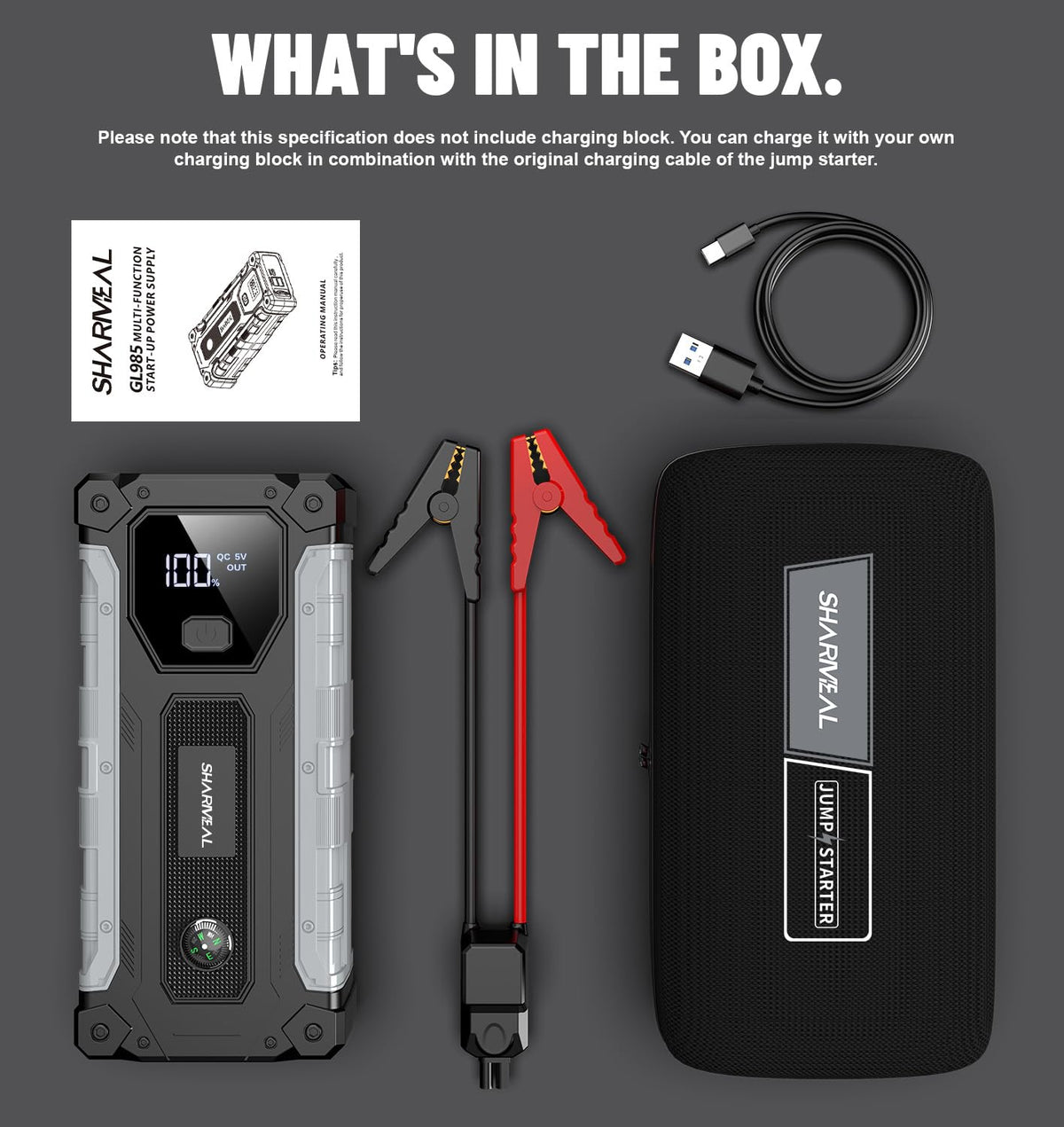   Car Jump Starter 4000A - Portable Jump Starter Battery Pack for 10.0L Gas & 8.0L Diesel Engines