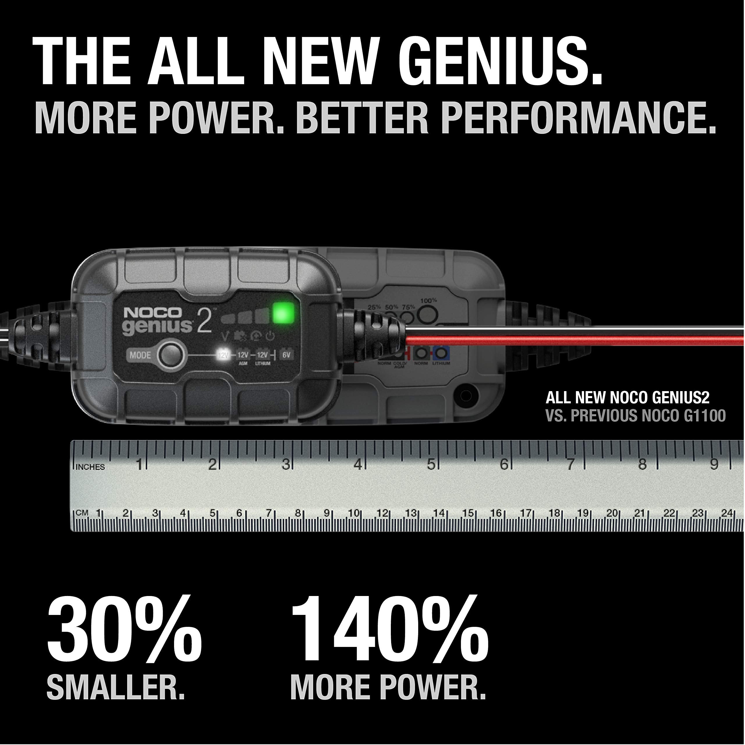   NOCO GENIUS2: 2A 6V/12V Smart Battery Charger & Maintainer
