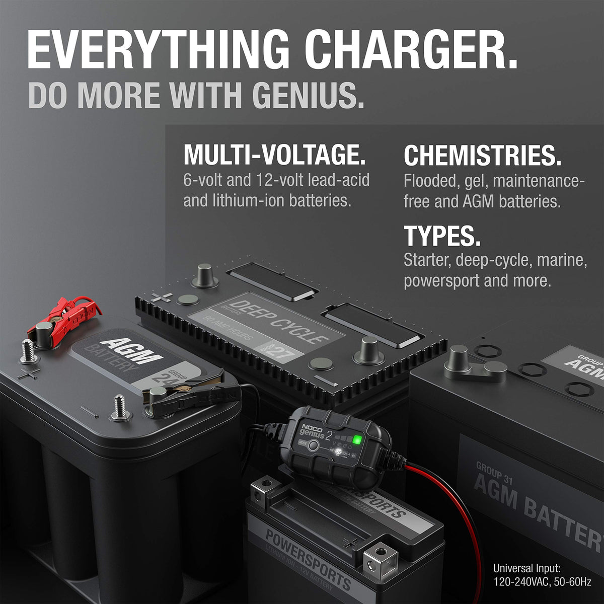   NOCO GENIUS2: 2A 6V/12V Smart Battery Charger & Maintainer