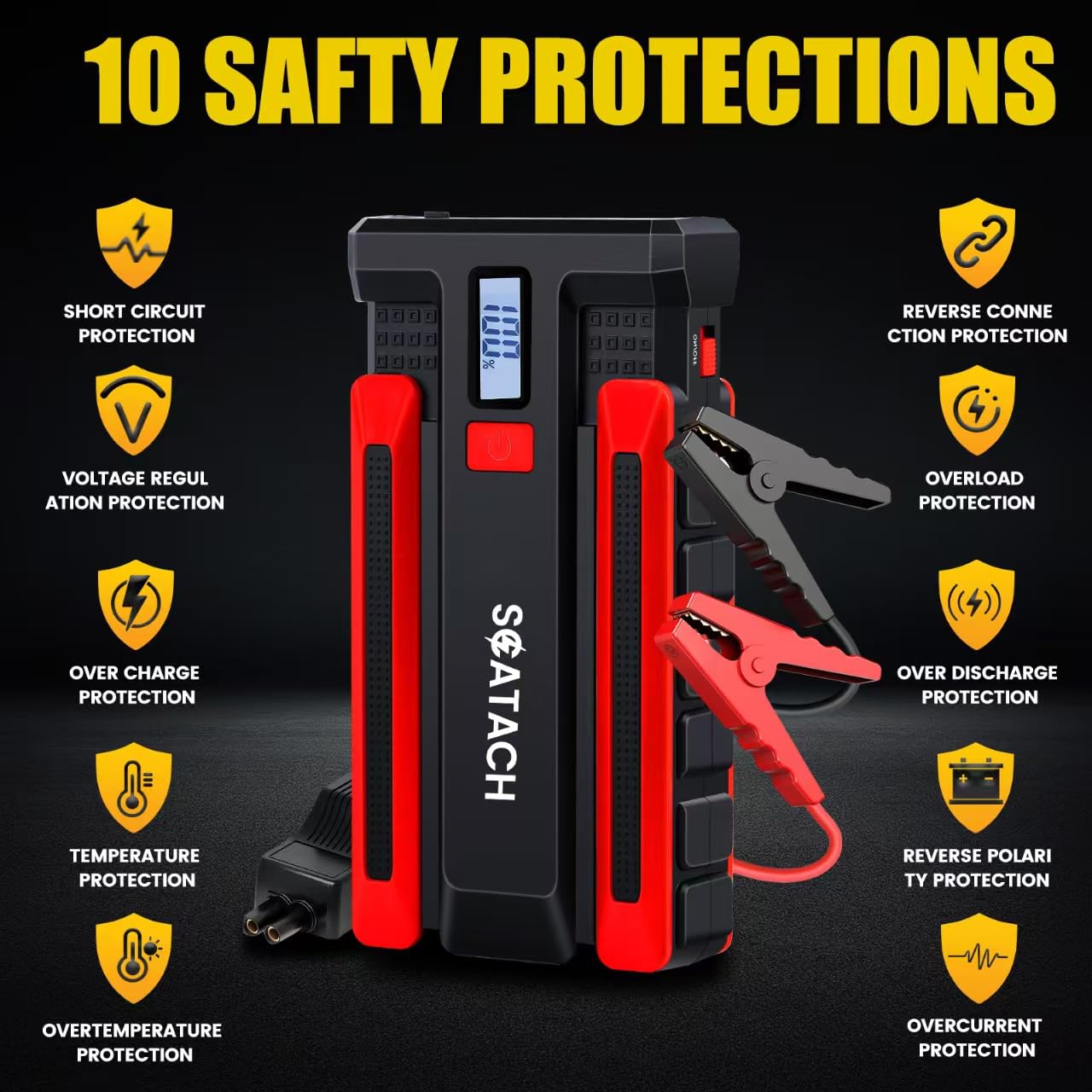   Scatach 002 4000A Car Battery Jump Starter - 12V Portable Battery Pack with LED Display