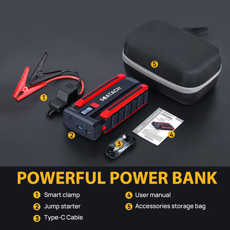   Scatach 002 4000A Car Battery Jump Starter - 12V Portable Battery Pack with LED Display
