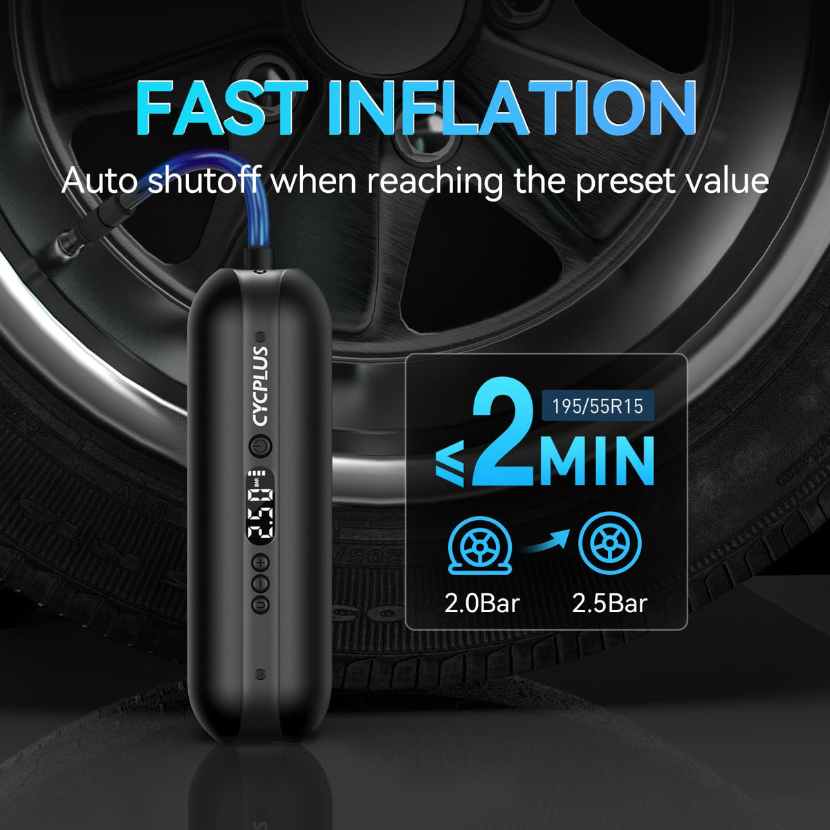   CYCPLUS Electric Air Compressor Portable Bicycle Pump - Max 150 PSI