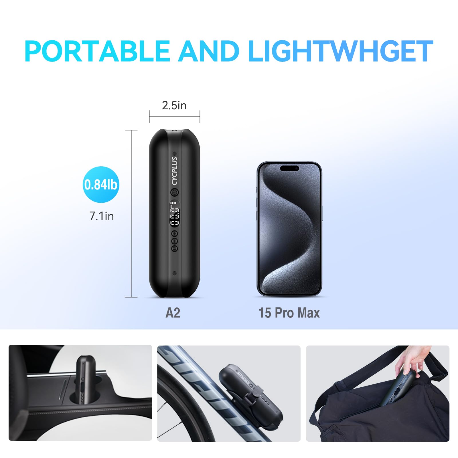   CYCPLUS Electric Air Compressor Portable Bicycle Pump - Max 150 PSI