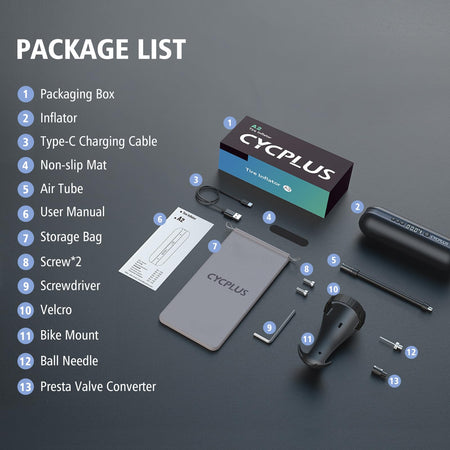   CYCPLUS Electric Air Compressor Portable Bicycle Pump - Max 150 PSI