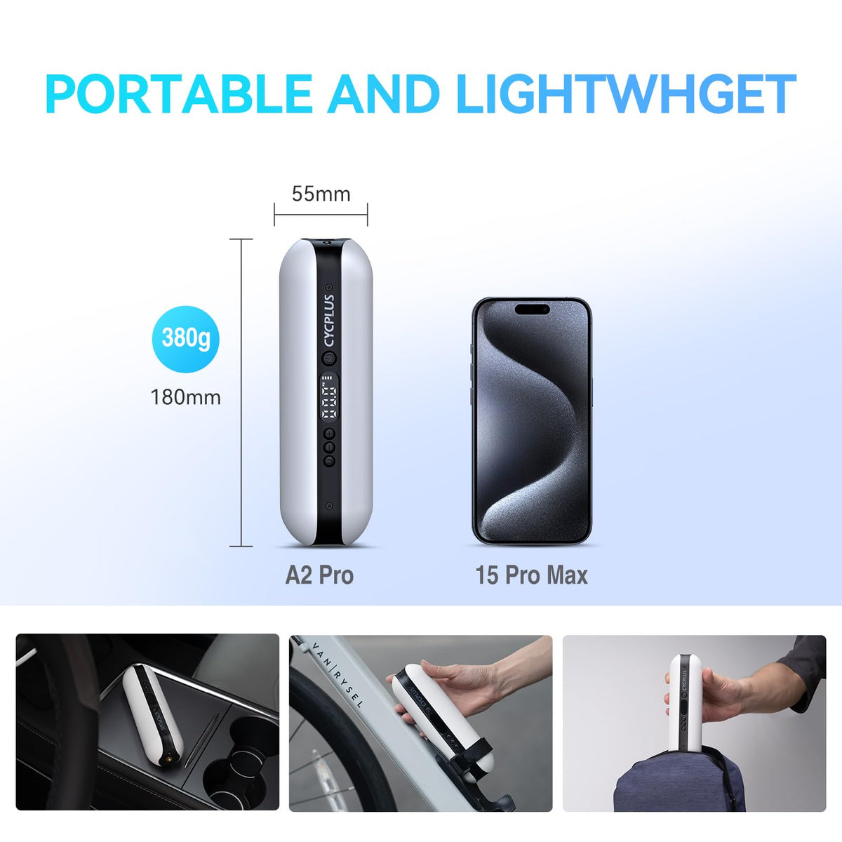   CYCPLUS Electric Air Compressor Portable Bicycle Pump - Max 150 PSI