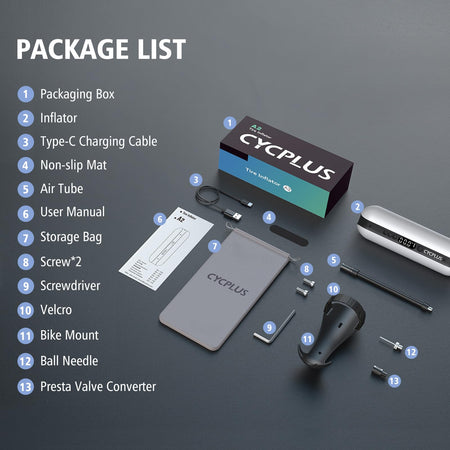   CYCPLUS Electric Air Compressor Portable Bicycle Pump - Max 150 PSI