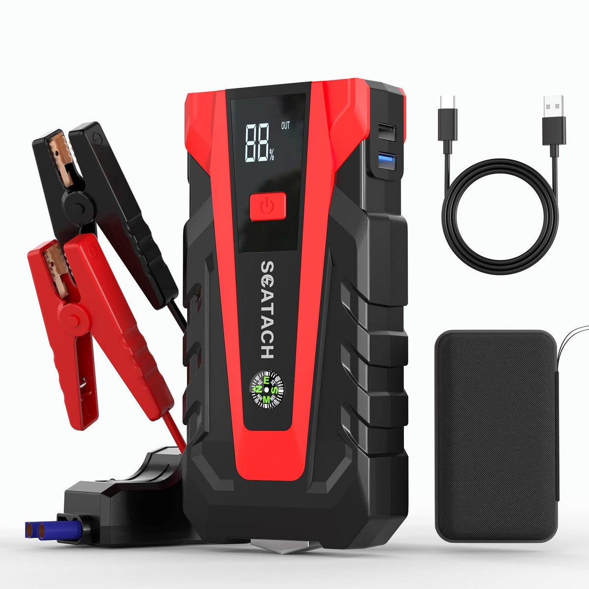   Scatach 011 5000A Car Battery Jump Starter,12V Jump Starter Battery Pack (up to 14.0L Gasoline and 12.0L Diesel Engine) Flashlight and Jumper Cable