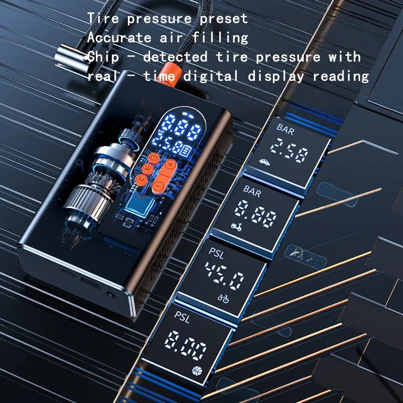   Portable Mini Electric Tire Inflator for Vehicles and Bicycles