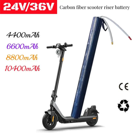 36V / 24V Carbon Fiber Electric Scooter Tubular Battery Pack 18650 Lithium-ion Replacement for enhanced performance.