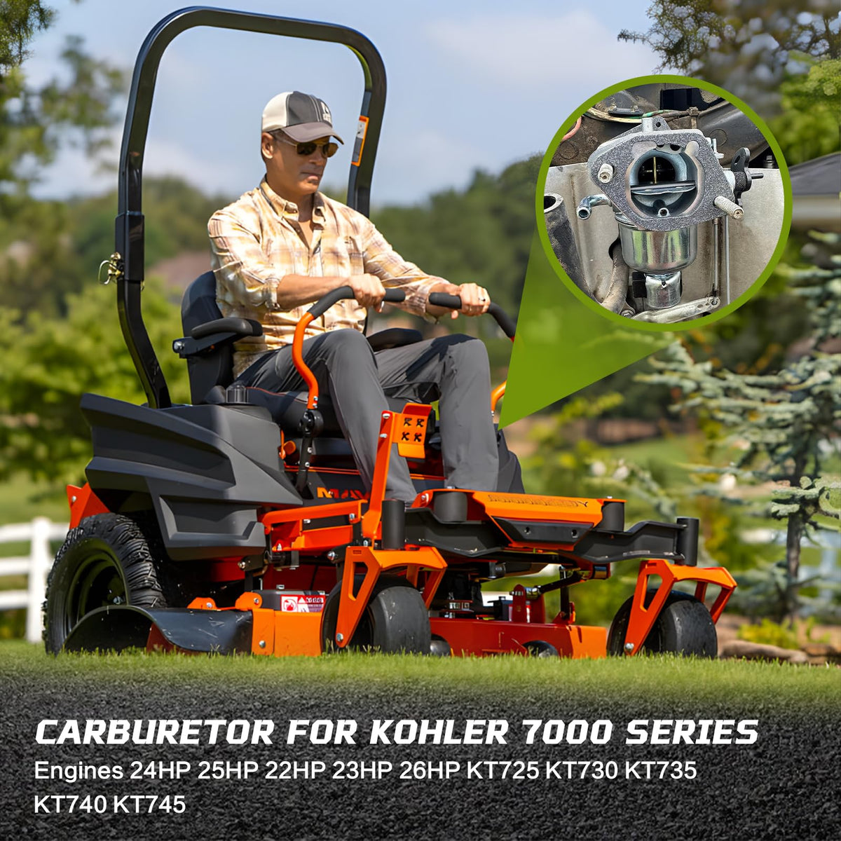   Carburetor for Kohler 7000 Series Engines 24HP 22HP 26HP 23HP 25HP KT725 KT730 KT735 KT740 KT745 1685321-S 3285361S 3285347S with Gaskets