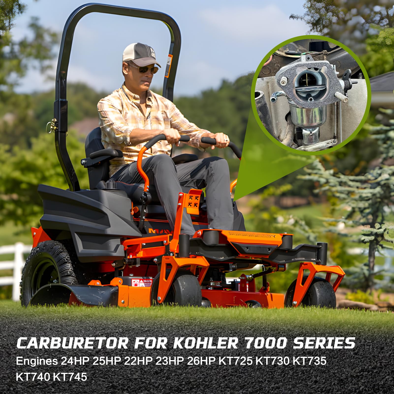   Carburetor for Kohler 7000 Series Engines 24HP 22HP 26HP 23HP 25HP KT725 KT730 KT735 KT740 KT745 1685321-S 3285361S 3285347S with Gaskets