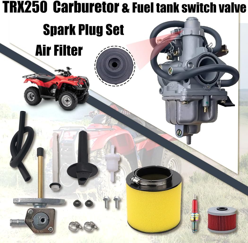   Recon 250 Carburetor with Fuel Tank Petcock Valve Set for Honda TRX 250