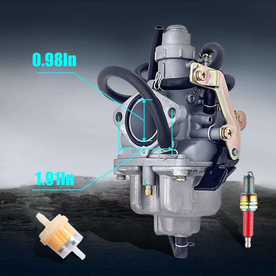   Recon 250 Carburetor with Fuel Tank Petcock Valve Set for Honda TRX 250