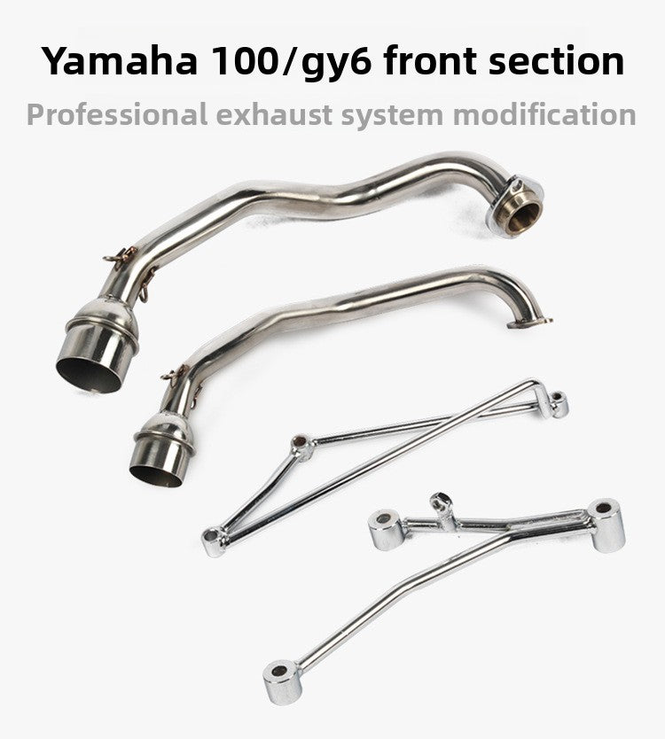 Front Section Exhaust Pipe with Tripod Bracket for Yamaha 100 & GY6 100