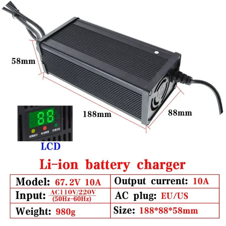   54.6V 67.2V 84V 10A Li-ion Battery Charger