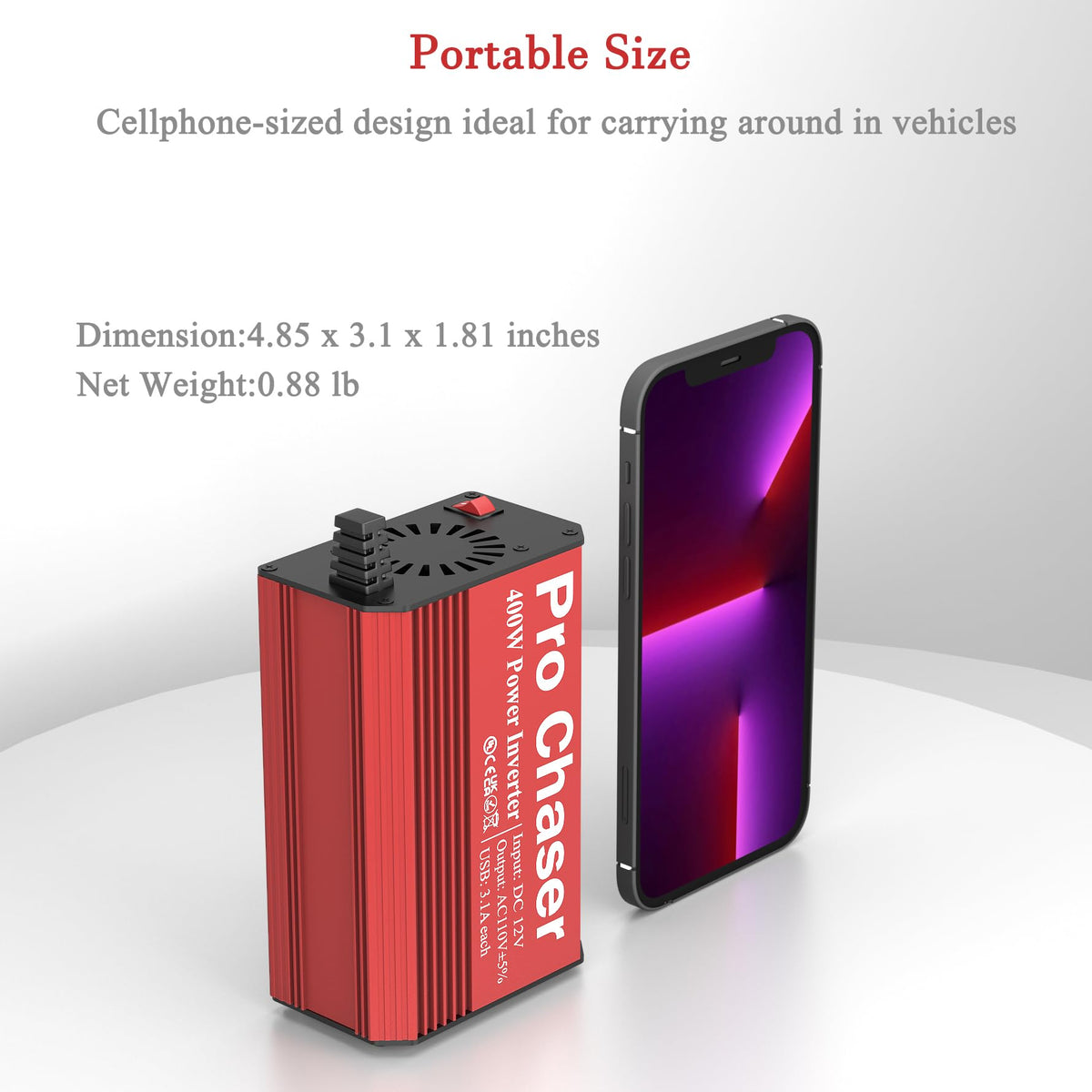   Pro Chaser 400W Car Power Inverter – 12V DC to 110V AC with Dual USB Charging Ports