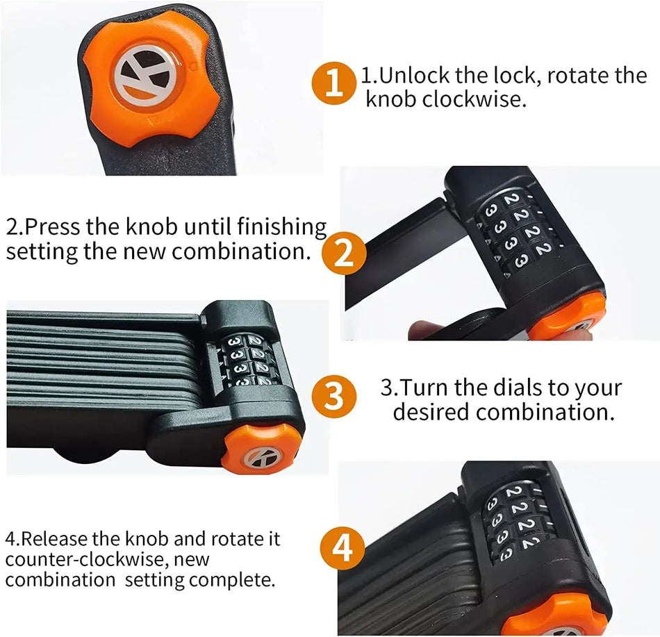 compact foldable bicycle lock portable design
