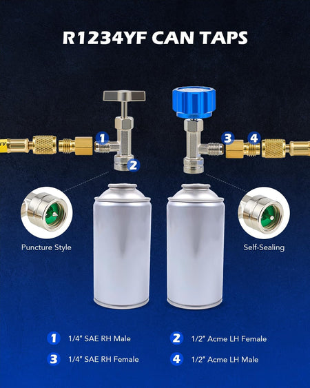   Orion Motor Tech R1234yf Quick Couplers Set - Complete Adapter Tool Kit for HVAC Charging