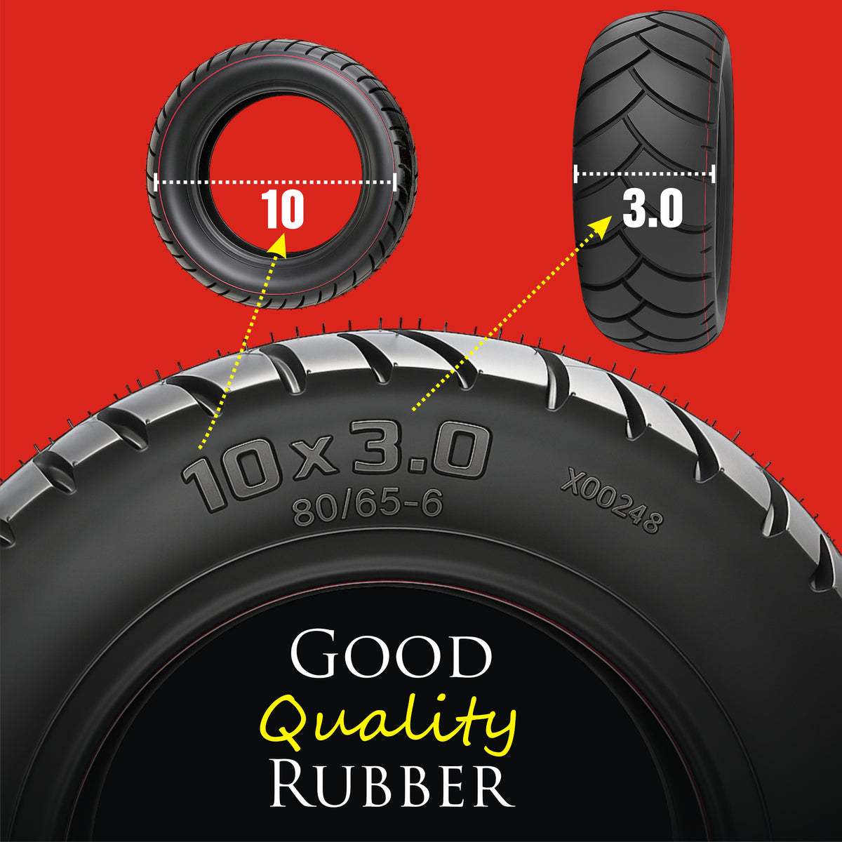 directional tread vacuum tire set for electric scooters