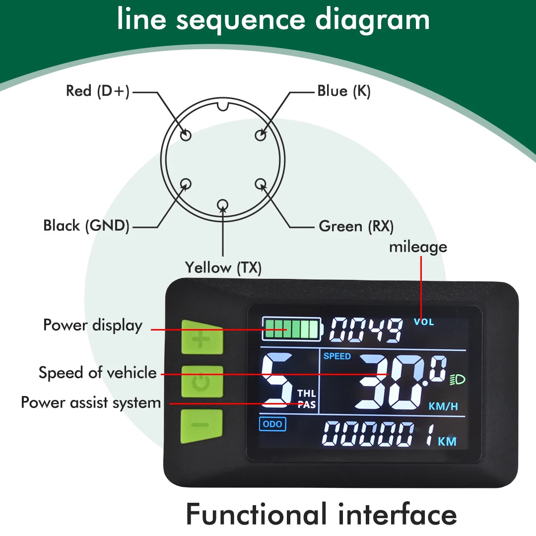   UART 2 P3C Electric Bike LCD Display Meter