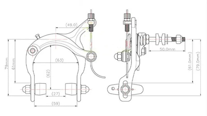 dual pivot road bike brake caliper 61mm 79mm