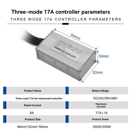   Three Mode Ebike Sine Wave Controller 24V/36V/48V 17A