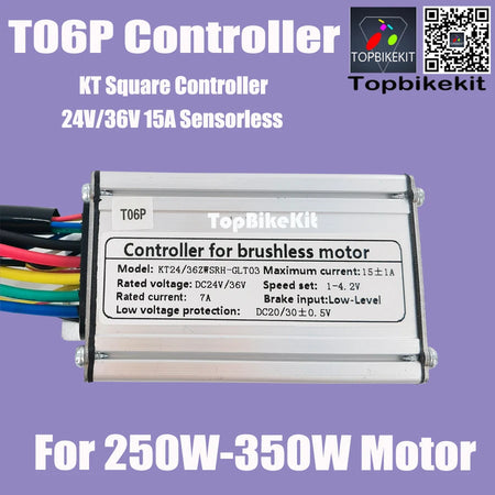   Ebike 250W 15A Motor Controller Sensorless T06P KT