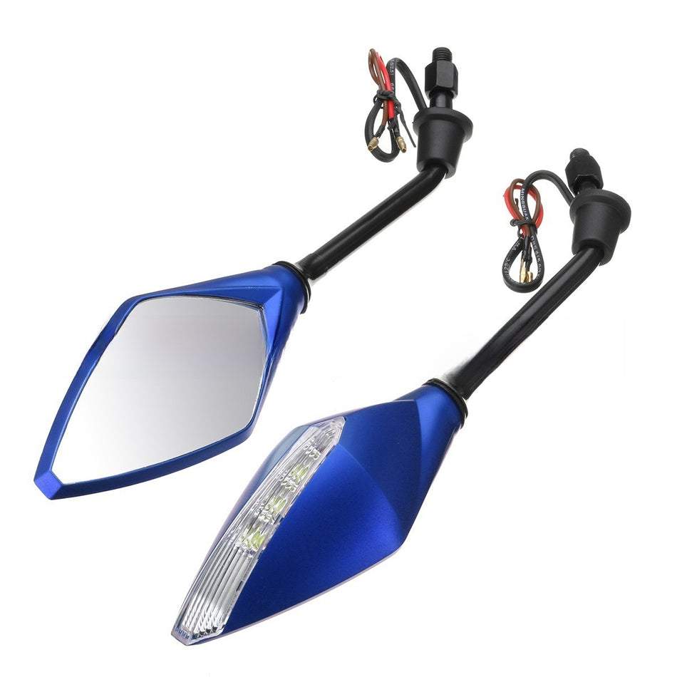 UGNE CY-022 Motorcycle LED Side Mirrors Premium Plane Glass Pair