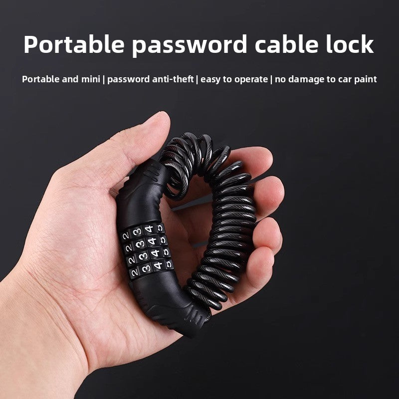 PT01 Keyless 4-Digit Steel Cable Lock Weather-Resistant Mini Lock for Bicycles & Scooters