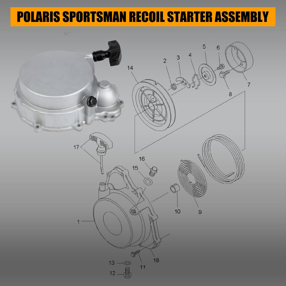   Recoil Pull Starter Assembly Kit for Polaris Sportsman & Ranger Models (OEM 3090085)