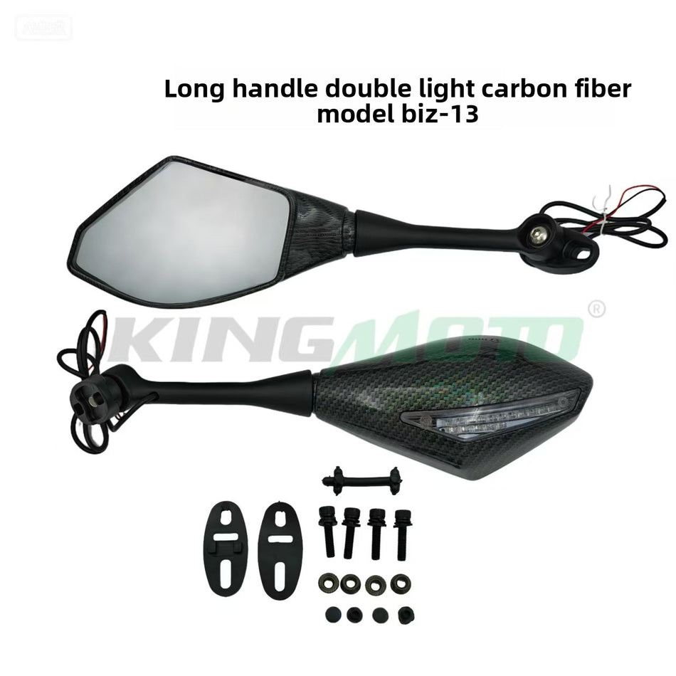 Universal LED Turn Signal Motorcycle Side Mirrors ? Flat Glass (Model 705)