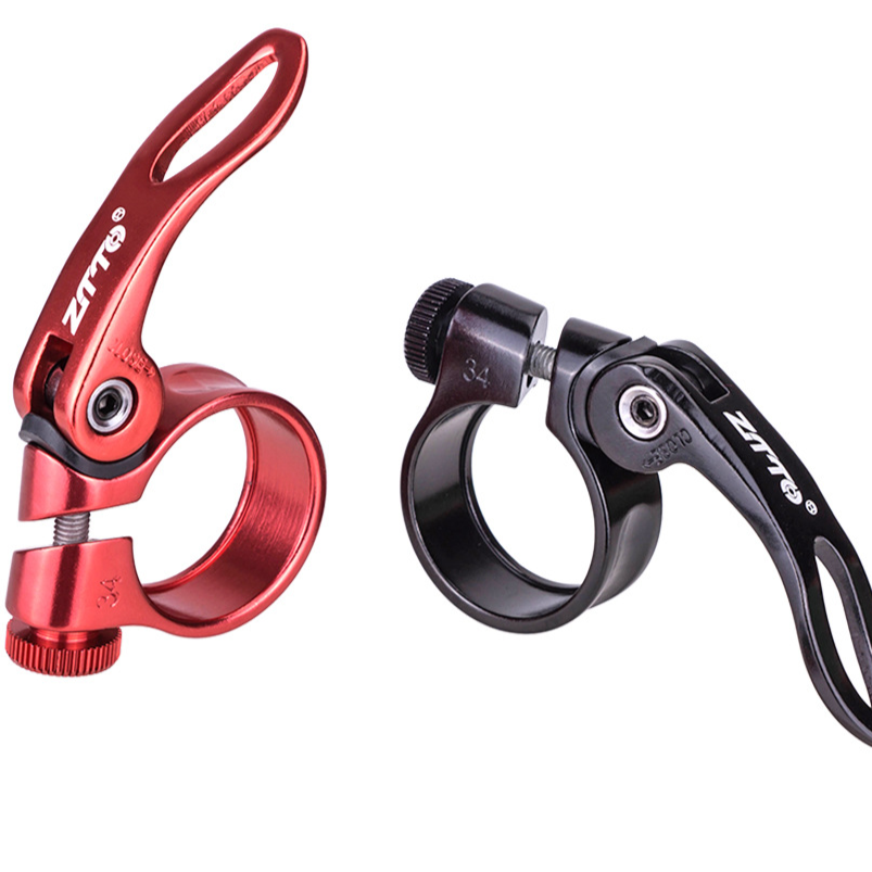 Quick-Release Aluminum Alloy Bicycle Seat Clamp ? Tool-Free Adjustable Seatpost Lock (28.6/31.8/34.9mm) in Black & Red