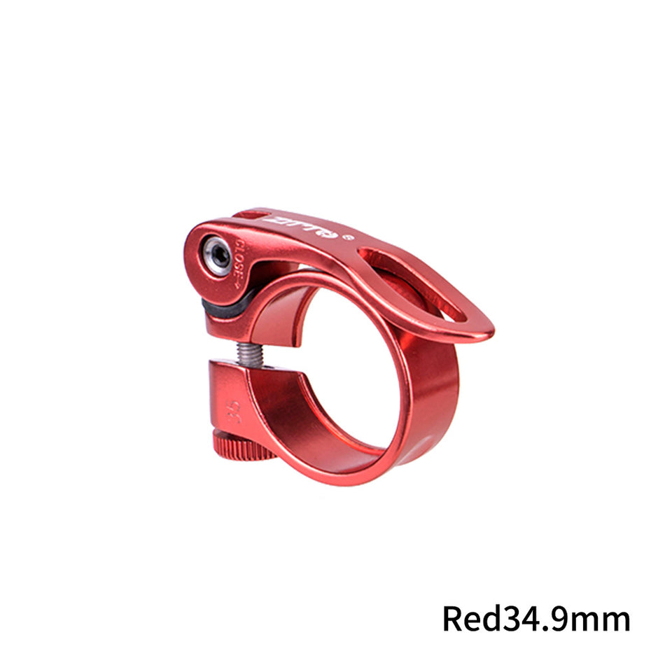 Quick-Release Aluminum Alloy Bicycle Seat Clamp ? Tool-Free Adjustable Seatpost Lock (28.6/31.8/34.9mm) in Black & Red