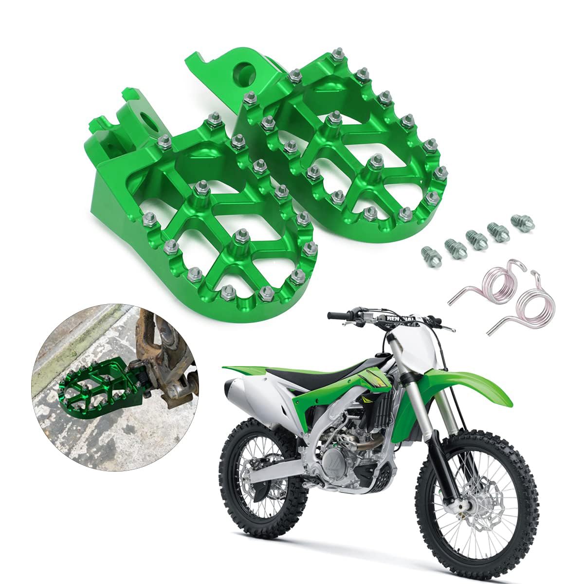   AnXin CNC Dirt Bike Foot Pegs for KX250F, KX450F, KX250, KX450, KLX450R 2006-2024