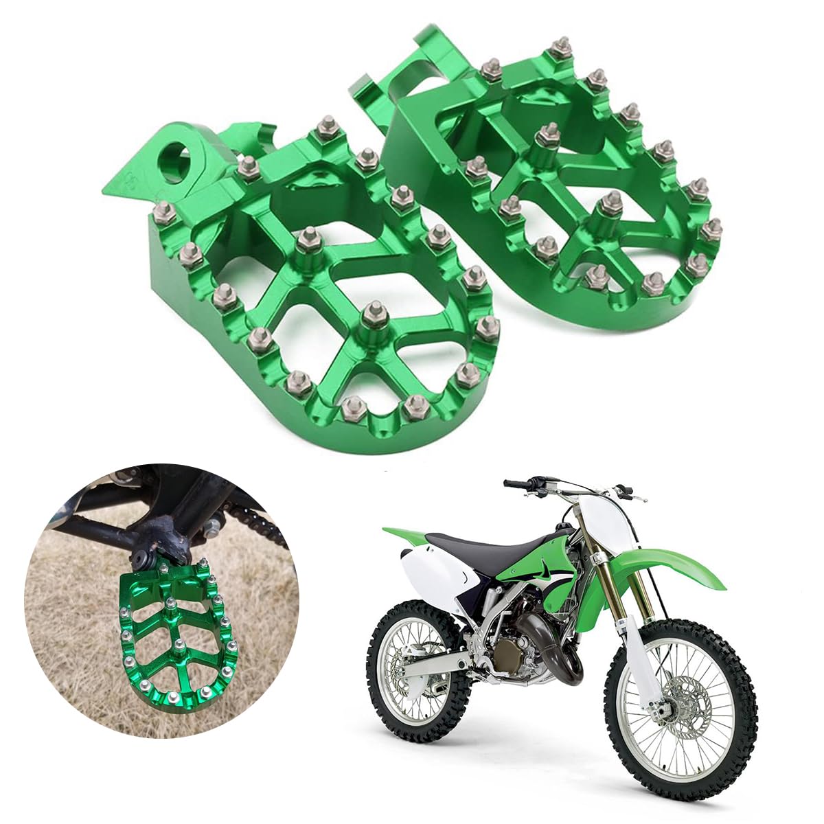   AnXin CNC Dirt Bike Foot Pegs for KX250F, KX450F, KX250, KX450, KLX450R 2006-2024