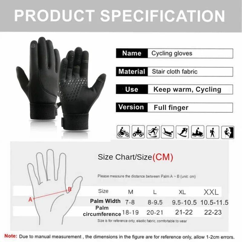   Waterproof Winter Touch Screen Cycling Gloves